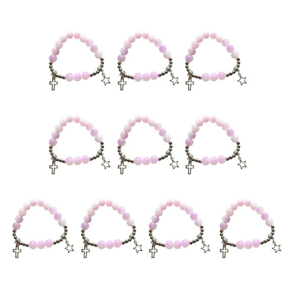 AOOOWER Elegant Crucifix and Beads Bracelet Comfortable Fit Religious Faith Enhancement Wrist Decoration Beaded Bracelets 10PCS