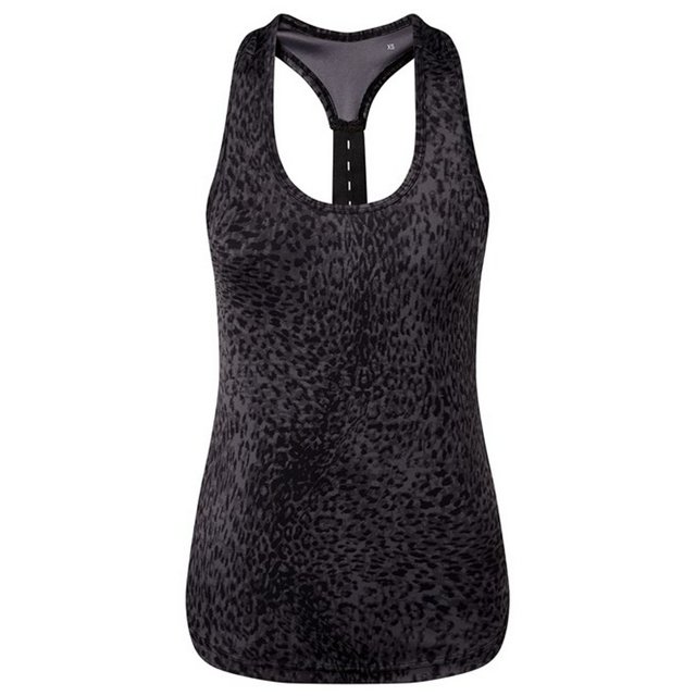 TriDri - Camiseta sin Mangas Estampado Animal de Rendimiento para Mujer (Negro Estampado de Leopardo)