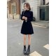thumbnail image 3 of Vestidos plisados de ganchillo para mujer, Mini vestido corto negro extremo de punto para mujer, ropa de cuello alto, moda coreana para primavera y otoño 2025, 3 of 7