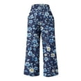thumbnail image 5 of Women's Palazzo Pants Floral Printed Straight Wide Leg Slacks Elastic Waist Dressy Casual Pants with Pockets (XL, Multicolor 15), 5 of 5