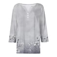 thumbnail image 5 of Viluyesy V-Neck T-Shirt for Womens 3/4 Sleeves Shirt Tops Relaxed Button Loose Blouse Gray Size M, 5 of 5