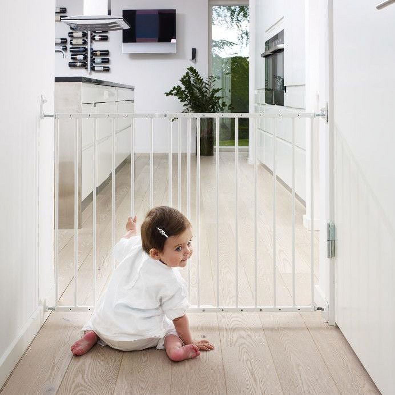 BabyDan MultiDan Wall Mount 23.9-40.1 Inch Doorway Safety Baby Gate, Beechwood