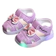 thumbnail image 3 of BOBOGOJP Girls Leather Soft Closed Toe Princess Flat Shoes Summer Sandals(Toddler/Little Kid) Purple for Size 6.5, 3 of 7