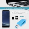 thumbnail image 1 of Lector de tarjetas USB2.0 Micro USB OTG para tarjeta de memoria TF SD para PC Phone (Azul), 1 of 8