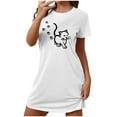 thumbnail image 1 of Japceit Chemises de Nuit pour Femmes, Chemise de Nuit Courte Surdimensionnée, Mode, Imprimé sur la Poitrine, Robe de Nuit à Manches Courtes, 1 of 9