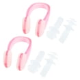 thumbnail image 1 of 2 Pcs Swim Swimming Clear Pink Nose Clip Flexible Earplugs Clear Set, 1 of 6