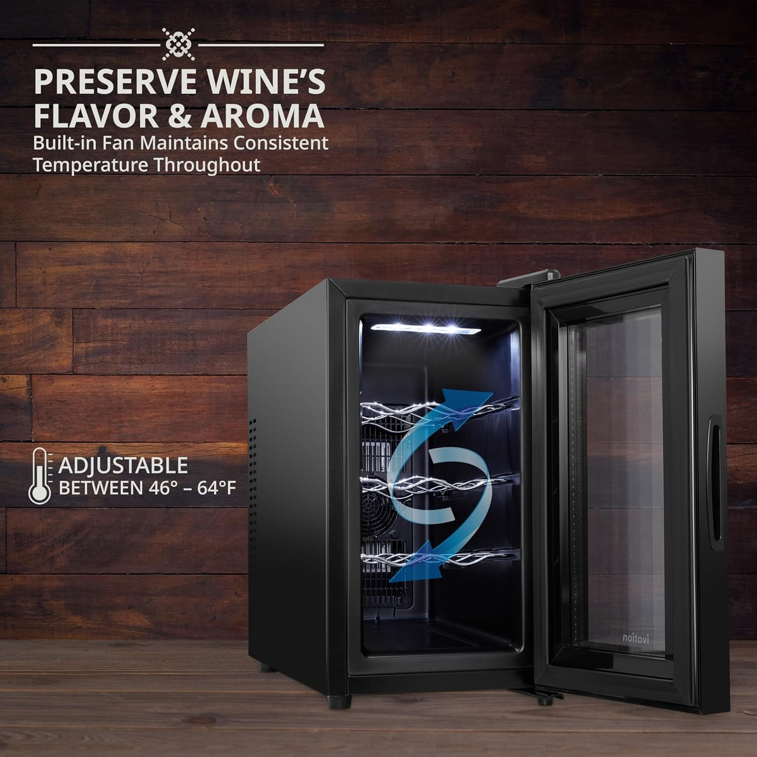 Ivation 8 Bottle Wine Fridge Freestanding Small Wine Cooler Refrigerator with Glass Door