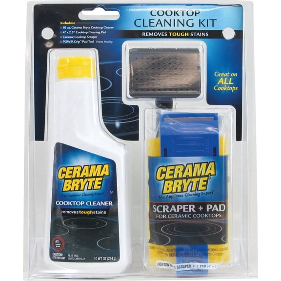 Cerama Bryte Cooktop Cleaning Kit - Liquid Cleaner, 1 Cleaning Pad - 10 Oz — Household & Commercial Use, Effective Formula