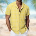 thumbnail image 2 of hoksml Men's Plaid Short Sleeve Camp Collar Button Down Shirts, Regular Fit Breathable Casual Tops for Beach Daily Vacation, 2 of 7