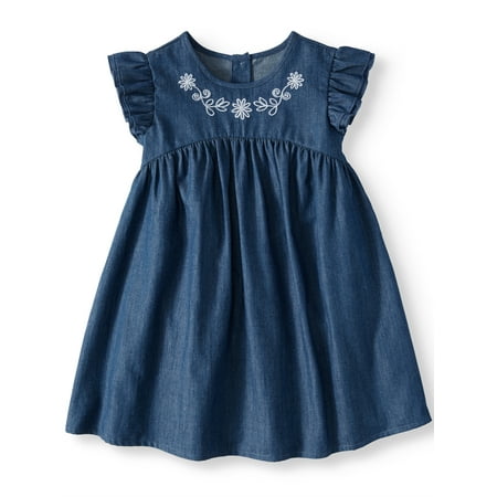 Wonder Nation Ruffle Sleeve Babydoll Dress (Toddler Girls)