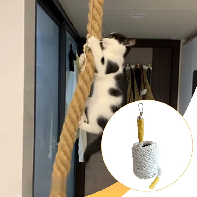 twisto Cat Climbing Rope Hanging Rope Wall Mounted Scratching Rope Durability Premium Heavy Duty Metal Buckle Stable Structure Thick Hemp Rope Space Saving I 200cmx3cm