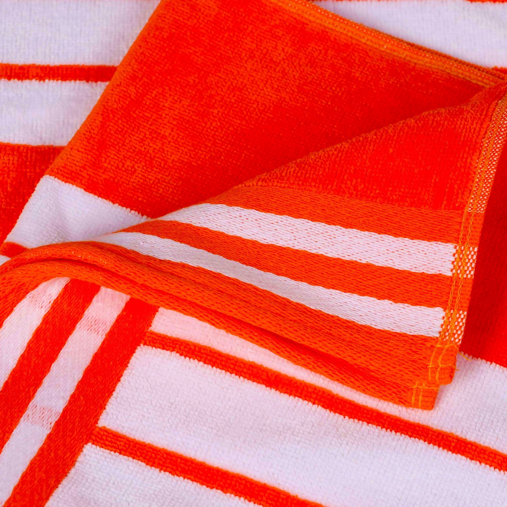 Superior Cotton Striped Oversized Beach Towel Set of 4, 34" x 64", Coral
