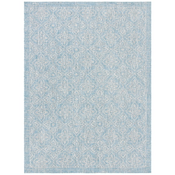 SAFAVIEH Courtyard Amber Damask Indoor/Outdoor Area Rug, Aqua/Grey, 8' x 11'