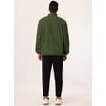 thumbnail image 4 of Chaqueta de forro polar con cremallera completa para hombre, manga larga, cuello alto suave, abrigo de invierno para exteriores con bolsillos Verde L, 4 of 5