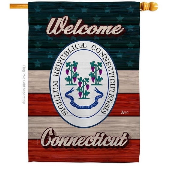 Americana Home & Garden H141263-BO 28 x 40 in. Welcome Connecticut Double-Sided Vertical Decoration Banner House & Garden Flag - Yard Gift