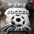 thumbnail image 2 of Manfei Sport Bed Spread Queen, Football Queen Coverlet Set, Black White, Reversible 3 Pieces, 1 Quilt and 2 Pillowcases, 2 of 7