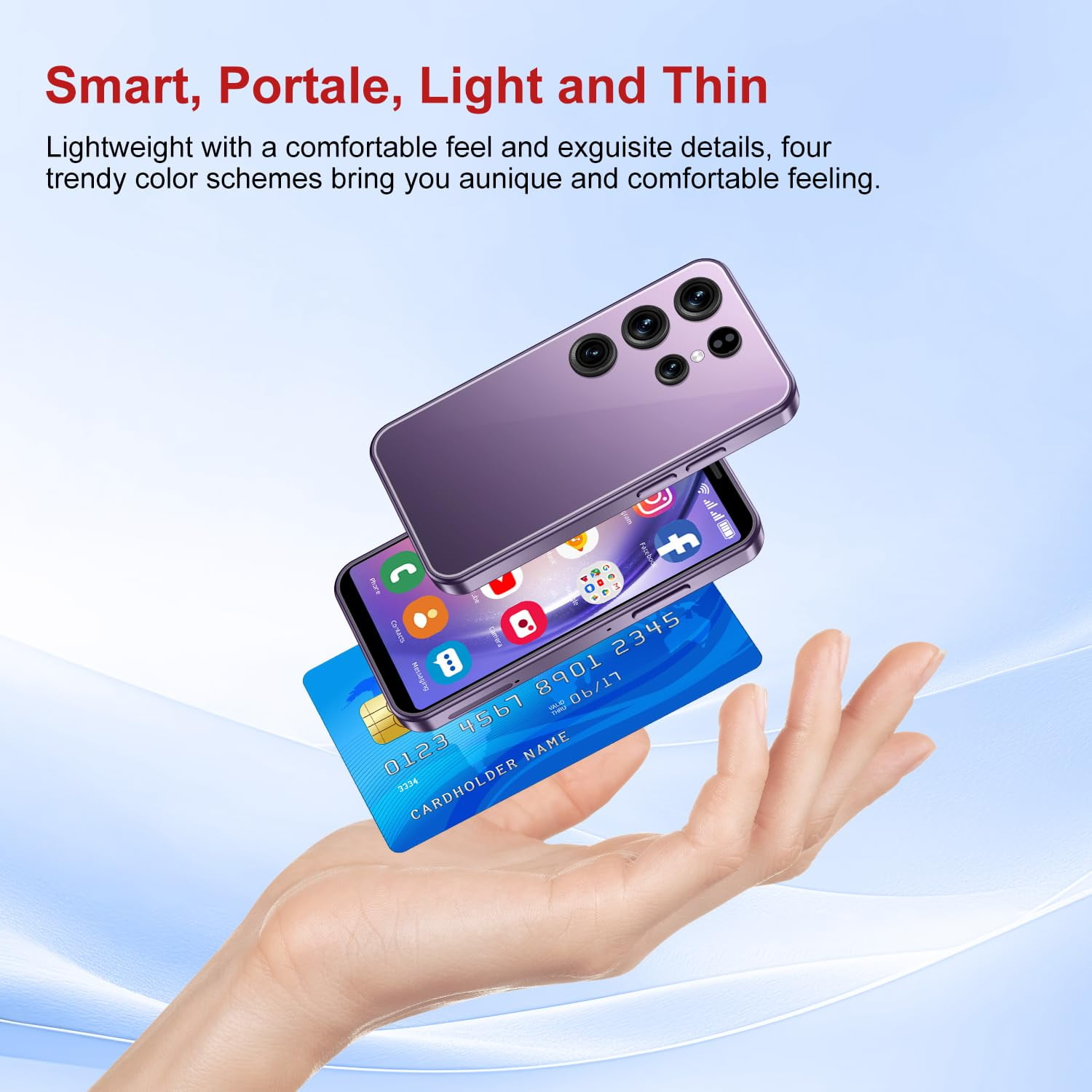 3G Mini Smartphone 3.5 Inch Android 10 Dual Sim 4GB+64GB Memory Face Unlock Premium Phone with WiFi Bluetooth for Student Pocket Cellphone, Black