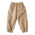 thumbnail image 3 of SILVERCELL Boys and Girls Cargo Pants Cotton Casual Pants Solid Color Elastic Waist Loose Pants for 18M-5T Toddler Kids, 3 of 14