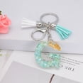 thumbnail image 2 of Green Tassel Letter Keychain, Crystal Drop Glue, Gold Foil, Stone Jewelry, Pendant, Bag, Keychain, 2 of 2