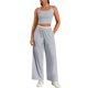 thumbnail image 2 of Conjunto de chándal para mujer ATHLECHIC, con tirantes de espagueti, top corto y pantalones rectos, color gris, 2 of 5
