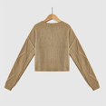 thumbnail image 6 of Women'S Oversized Fall Sweaters Casual Long Sleeve Crewneck Chunky Cable Knit Pullover Tops Winter Clothes Khaki M, 6 of 8