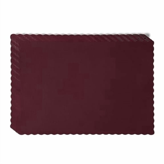Fit Meal Prep 200 Pack Disposable Paper Placemats, 14 x 10 Inch Burgundy with Decorative Wavy Scalloped Edge for Restaurant Catering Dining Table, Baby Kids Birthday Parties