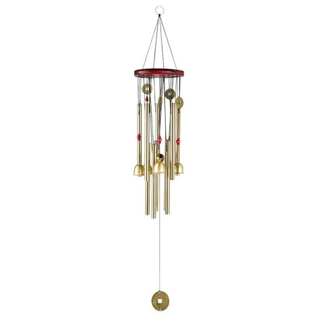 

DYWADE Outside Antique Chandelier 10 Tube Metal Tube Wooden Wind Bell Door Decoration Alloy Bell Ten Aluminum Tube Decoration
