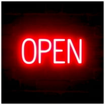 SpellBrite OPEN LED Sign for Business. 16.5" x 6.3" Red OPEN Sign Has Neon Sign Look With Energy Efficient LED Light Source. Visible from 500  Feet, 8 Animation Settings.