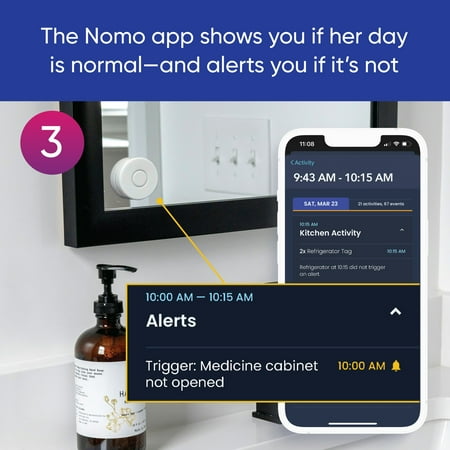 Nomo Smart Care - Smart Care Essential Care Kit - Easy set-up, real-time remote 24/7 caregiver check-in system with 911 dispatch support - Gray