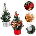 thumbnail image 3 of 2 adornos de árbol de nieve, pequeños bonsáis de mesa, mini adornos navideños con lazo de sisal, para fiestas, decoración de Navidad para el hogar, casa de muñecas., 3 of 6