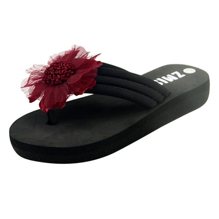 

Womens Slippers Women S Ladies Summer Flowers Home Beach Shoes Sandals Flip Flops Slippers