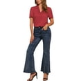 thumbnail image 2 of INSPIRAR CHIC Blusas de V Cuello para Mujeres Elegante Casual Estampado de Cereza Con Solapa Notch Verano Manga Corta L Roja, 2 of 6