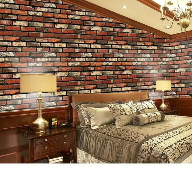 Wall Sticker Wall for Home and - Peel and Stick Brick Wallpaper Self- Red Brick Paper with Removable and Application