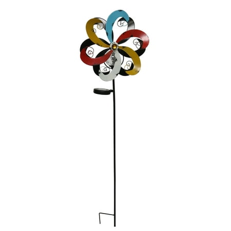 Solar Multi-Color Metal Windmill with Ball