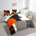 thumbnail image 3 of Erosebridal Oil Painting Stripes Bed in a Bag Full Size,Modern Aesthetic Art Bed Set,Orange Black Gray Bedding Full Size,Microfiber Bedroom Decoration Reversible,7 Pieces, 3 of 7