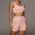 thumbnail image 4 of Tejiojio Summer Clearance Womens Shorts Women Solid Color Yoga Clothes Sports Suit Vest Shorts Two Piece Set, 4 of 7