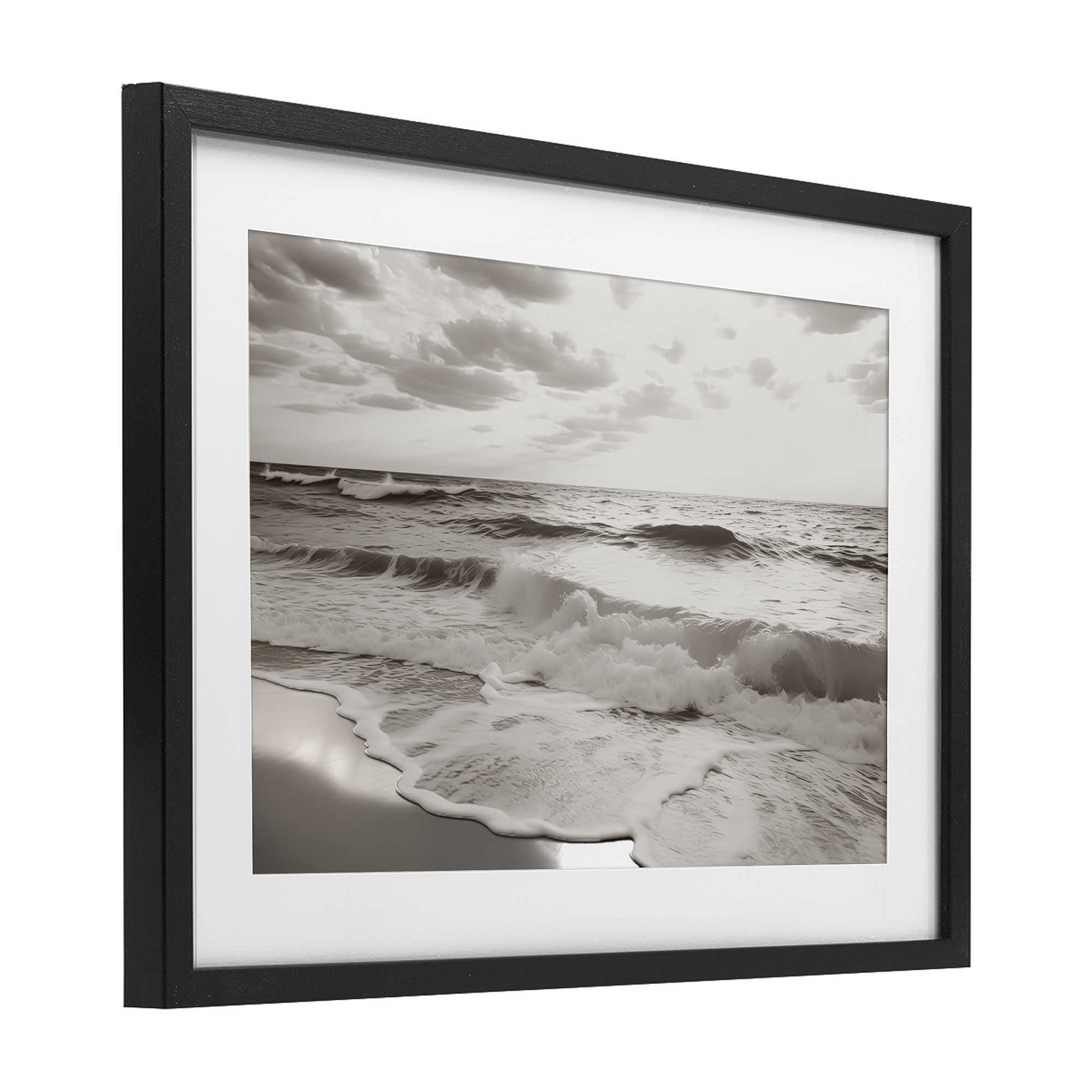 Beach View Reverie Black Framed Print Under Glass, design by Decent Exposures
