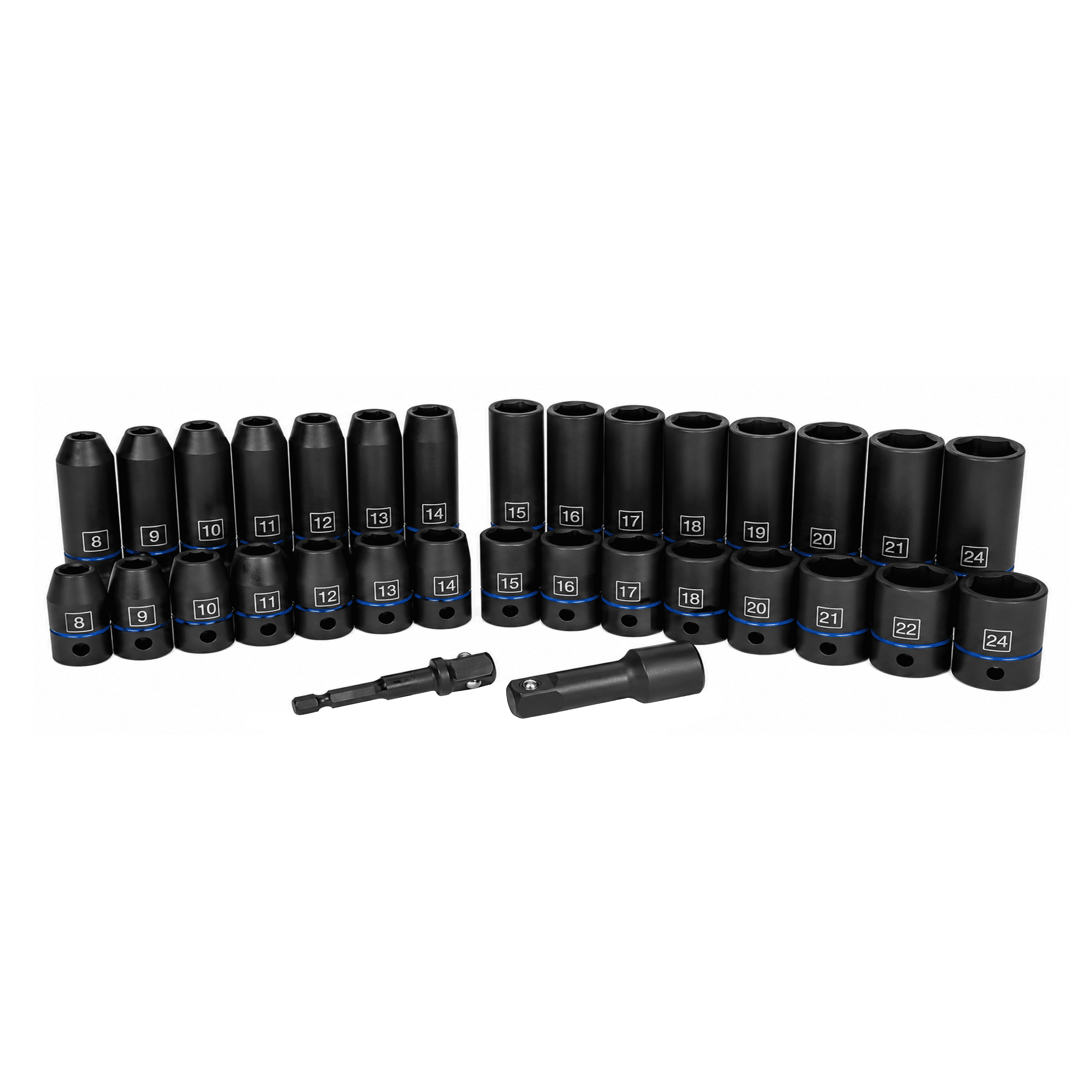 Hyper Tough 34-Piece 1/2-inch Drive Standard and Deep Impact Socket Set, MM