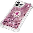 thumbnail image 6 of Glitter Clear Sparkly Bling Case for Apple iPhone 15 Pro Max, Flowing Liquid Quicksand Cover with Diamond Ring Holder Case for iPhone 15 Pro Max  Rose Gold, 6 of 14