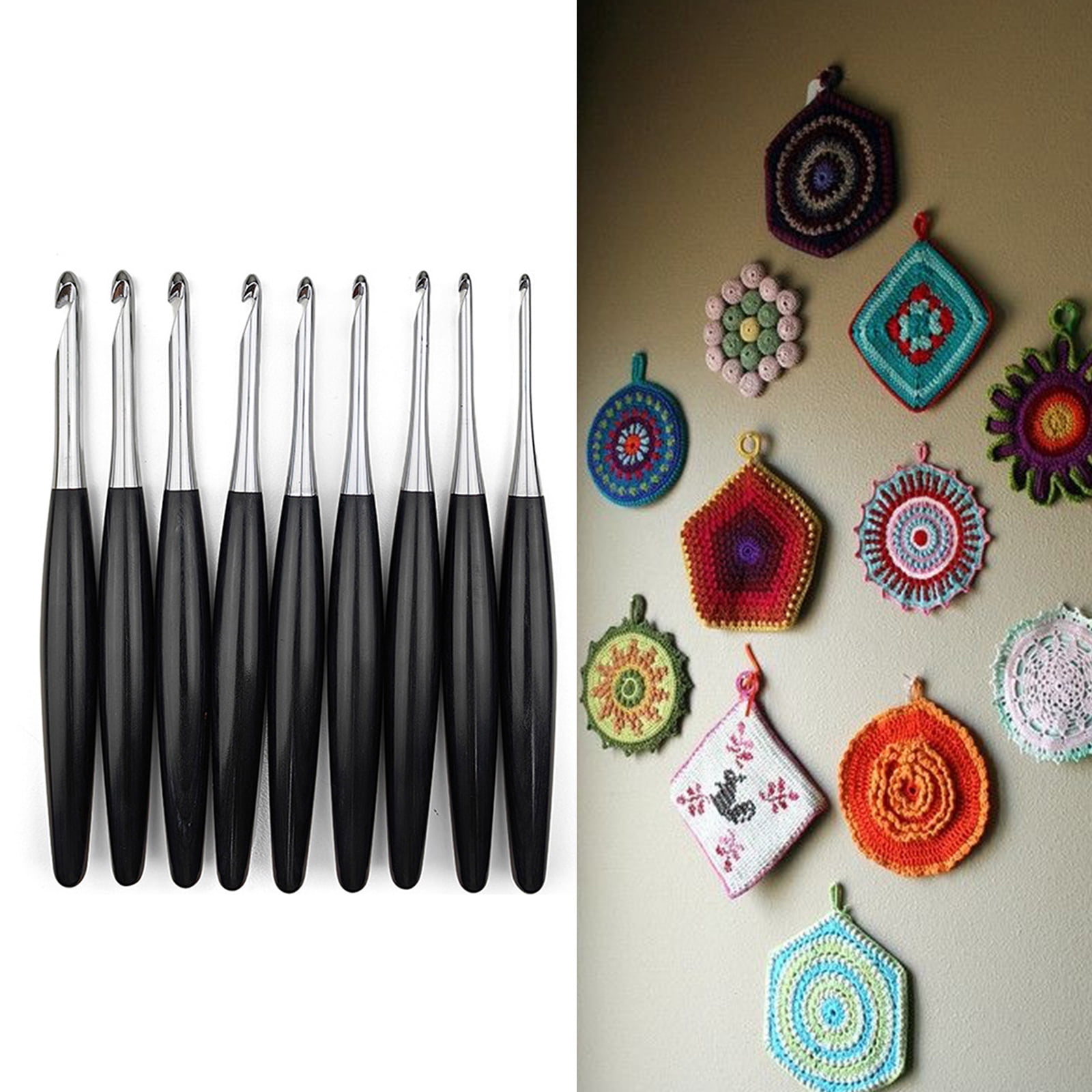 1 Set 3.5mm-8.0mm Crochet Needle Ergonomical Crochet Hook Handle Knitting Needle Craft Supplies