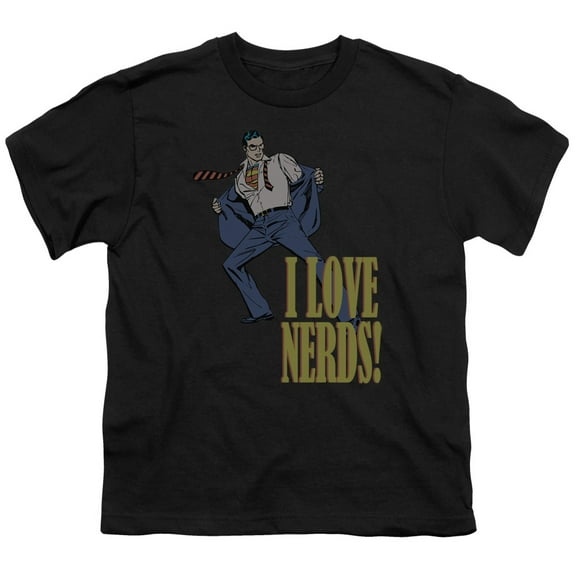 DC Comics Men's  I Love Nerds T-shirt Black