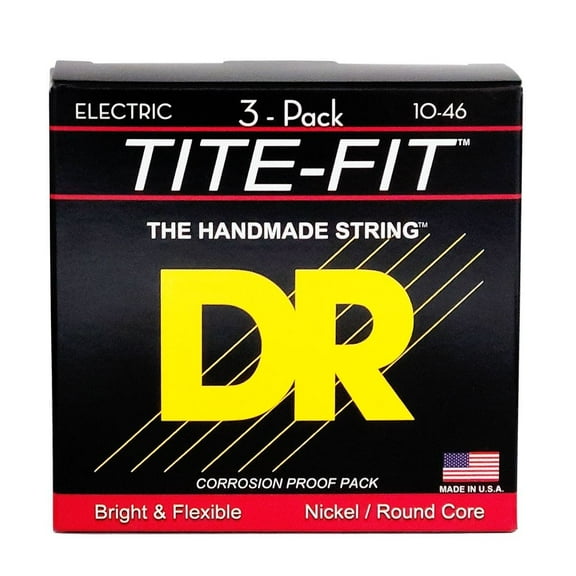 DR Strings MT-10 Tite-Fit Medium Electric Guitar Strings 3-Pack