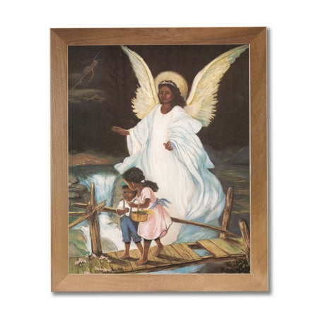 Guardian Angel Picture Frame - Honey Guardian Angel Children On Bridge Wall Picture Honey Framed Art Print