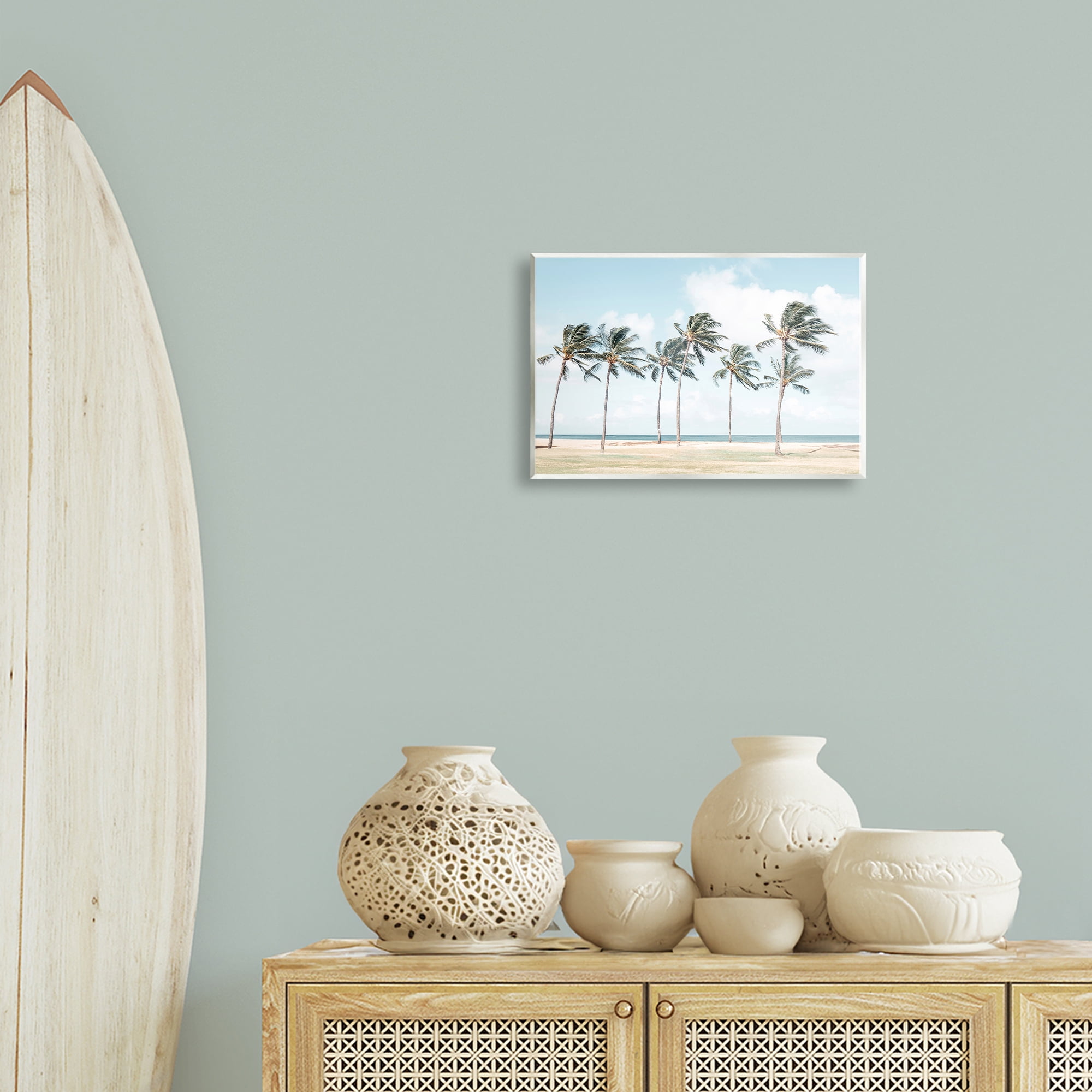 Stupell Industries Windswept Palm Trees Nautical & Beach Painting Unframed Art Print Wall Art, 15 x 10