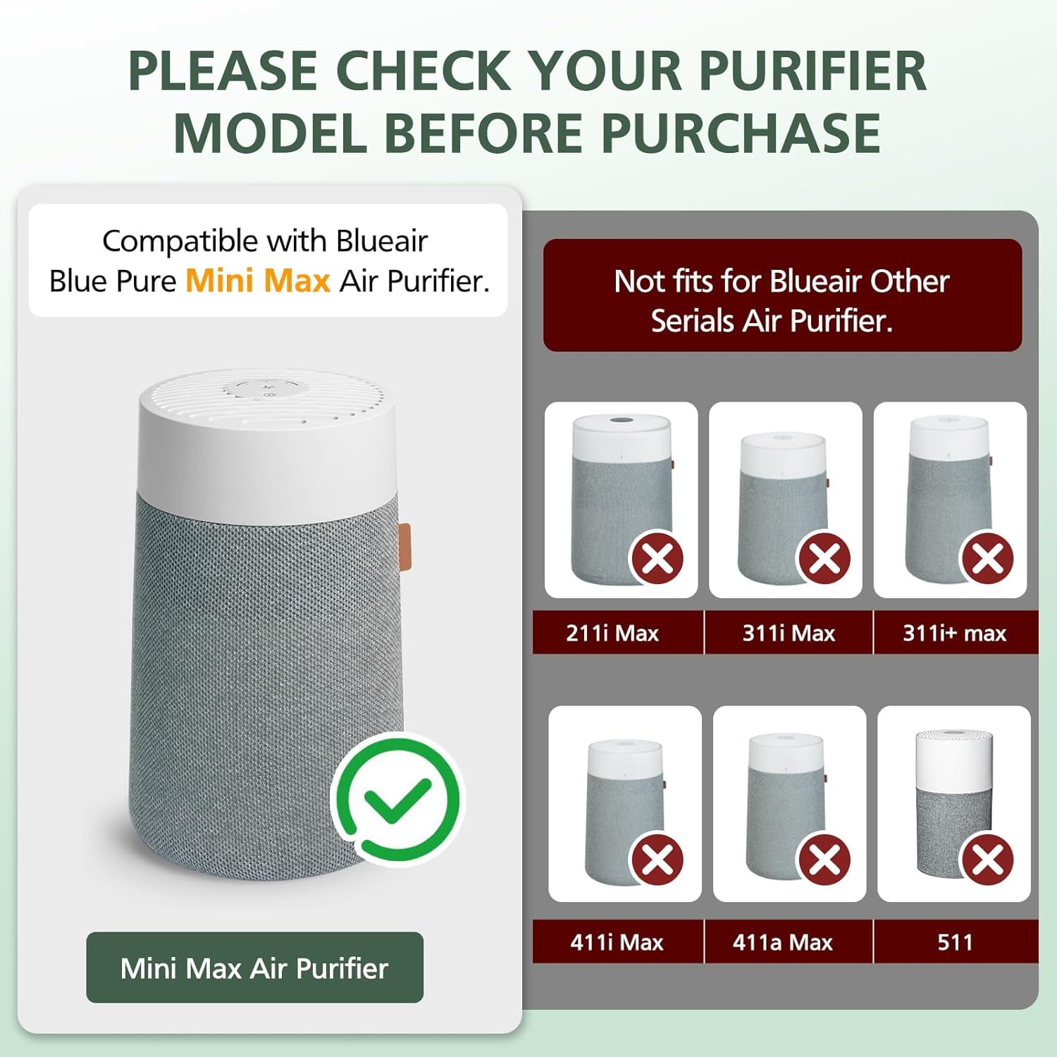 2 Pack Mini Max Replacement Filter Compatible with Blueair Blue Pure Mini Max Air Purifiers, HEPA & Activated Carbon Blue Pure FMINI Filter Fits for Blue Pure Mini Max