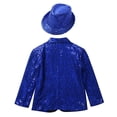 thumbnail image 4 of MSemis Kids Boys Shiny Sequin Suit Jacket Party Blazer Dance Tuxedo Costume with Hat,Size 6-16 Blue 10, 4 of 6