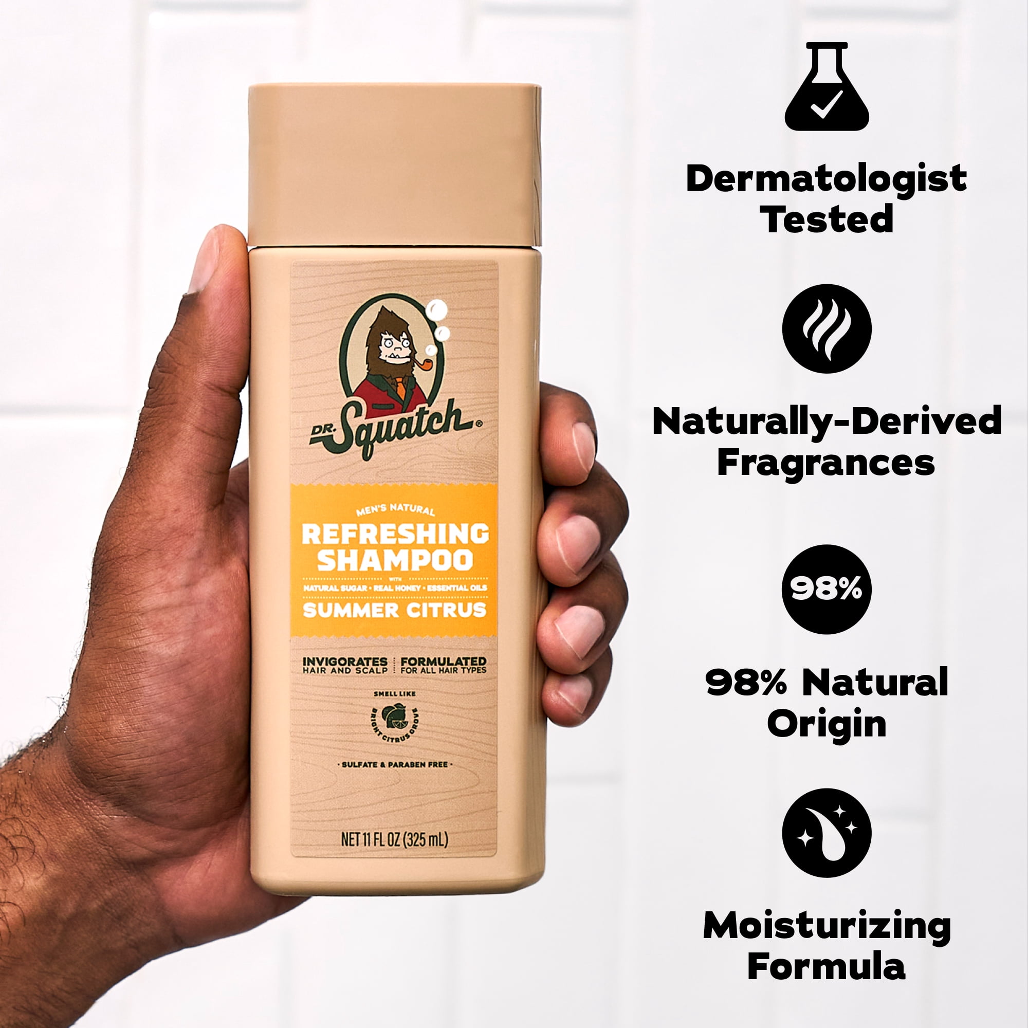 Dr. Squatch Mens Hair Moisturizing Conditioner, Natural Sulfate Free Hydrating Conditioner for Men, Summer Citrus, 11 fl Oz