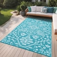 thumbnail image 2 of EastVita 8 X 10 ft Plastic light Blue White Rectangular Beach Front Porches Patio Picnic RV Camping Garage Flower Persian Area Rug, 2 of 10