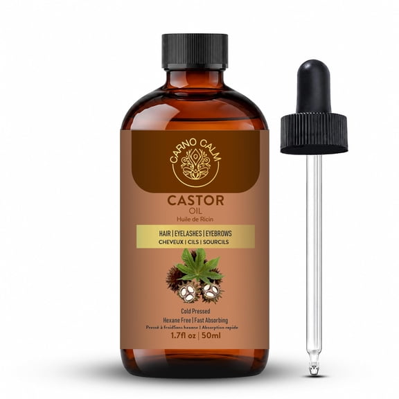 Carno Calm Castor Oil | 100% Pure Cold Pressed Castor Oil | Premium Grade Carrier Oil for Hair, Eyelashes & Eyebrows | Nourishes & Revitalizes Skin | 1.7 fl Oz