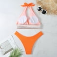 thumbnail image 5 of WREESH Womens High Cut Bikini Sets Print Swimwear Two-Piece Slim Swimsuit Bikini Straped Swimsuits Beach Bathing Suit Orange, 5 of 9